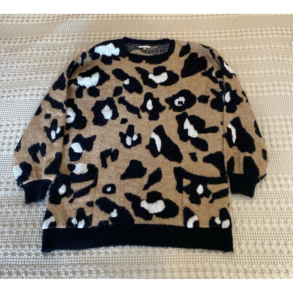 Jodifl Cardigan Sweater Dress Leopard Animal Print Cozy Fuzzy‎ Oversized Medium